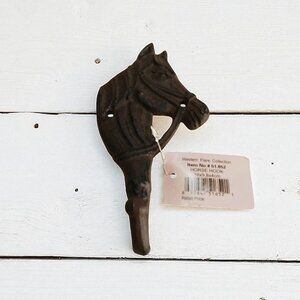 Rustic Cast Iron Horse Head Single Wall Hook-Western Flare Collection-NWT